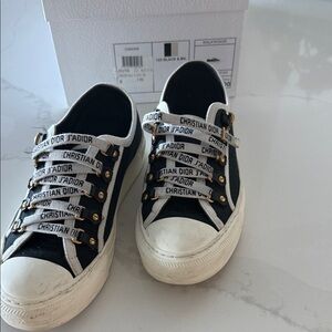 Walk N Dior Canvas  Black and White Women's Sneakers